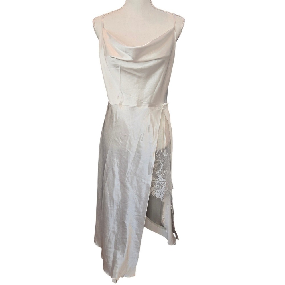 Bridal Slip Dress White Satin Lace Feminine Chic Lingerie Romantic Sexy Medium